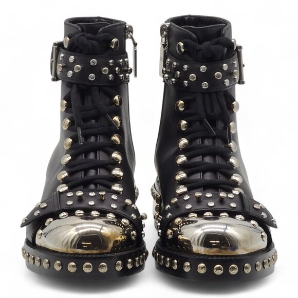 Alexander McQueen Leather Combat Boots 38.5 - Picture 3 of 14